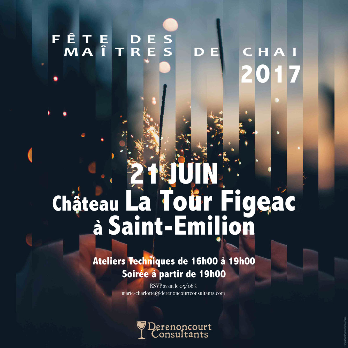 invitation soiree maitre de chai Derenoncourt Consultants